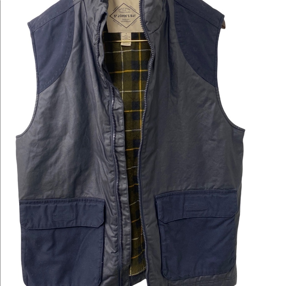 St John’s Bay Full Zip Vest Mens Blue Soft Shell Flannel Lined Small